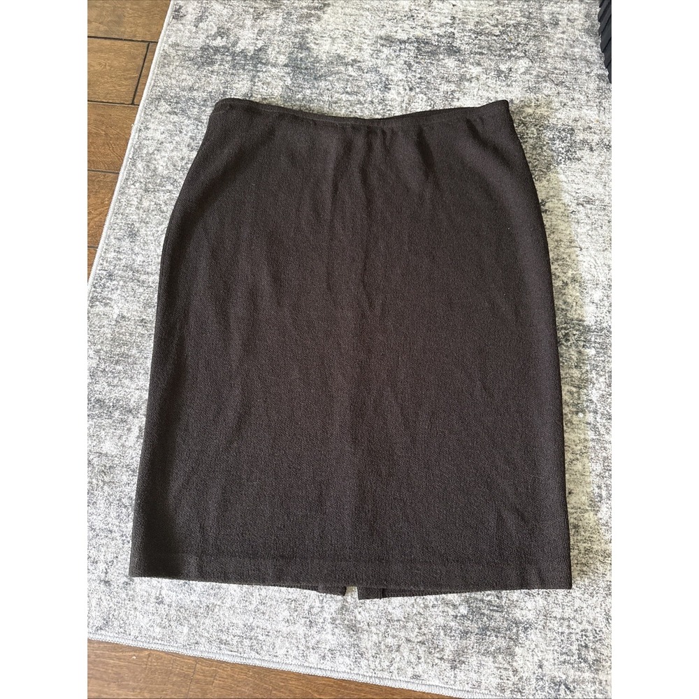 St John Collection Dark Brown Santana Knit Class Pencil Skirt Women's 16